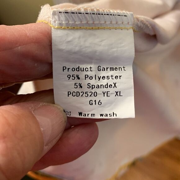 Size extra large faux-wrap mustard with red white and green floral detail NWOT - Picture 5 of 8